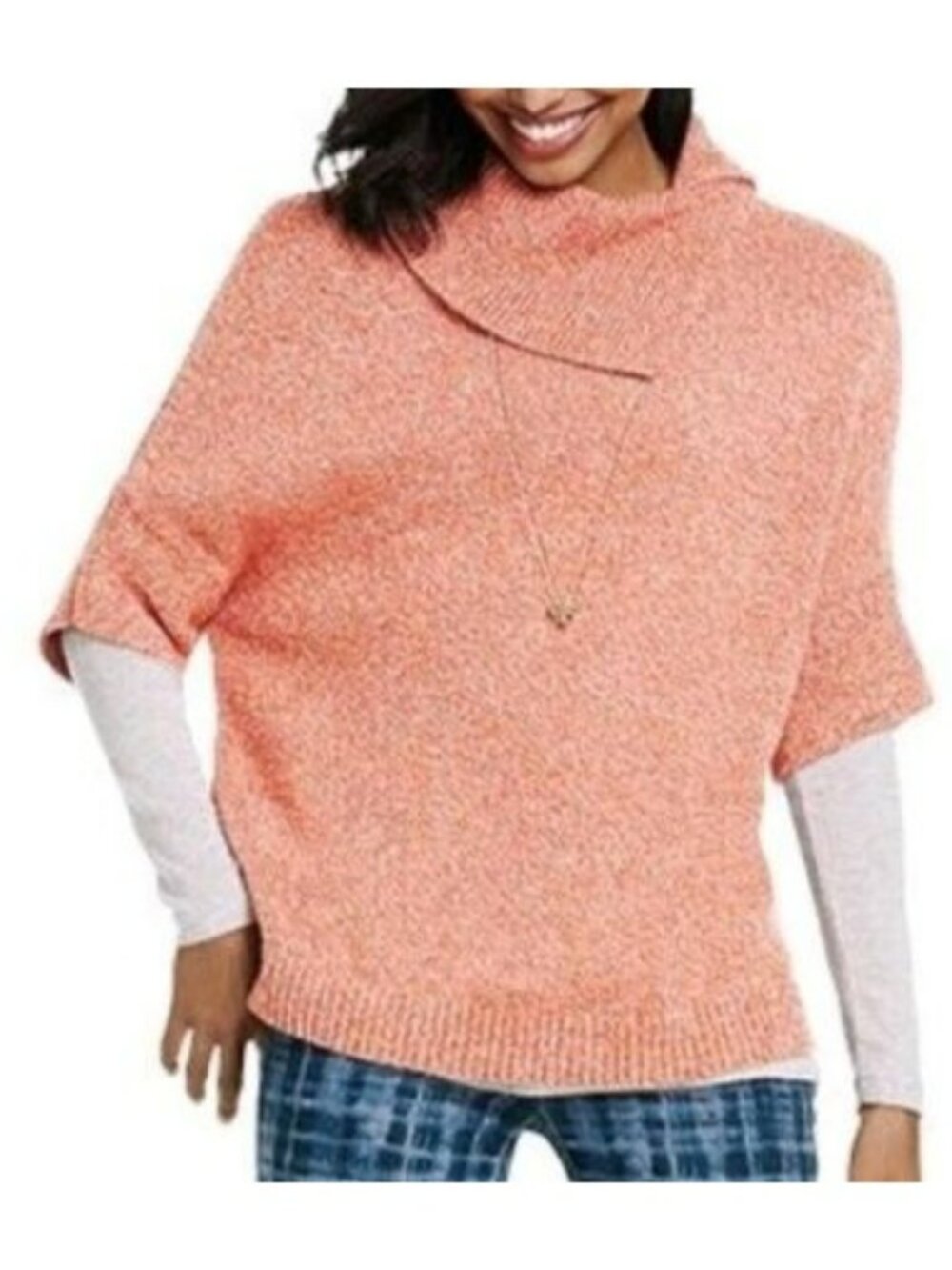 Cabi Orange Marled Knit Short Sleeve Sweater Size Small Cotton Blend
